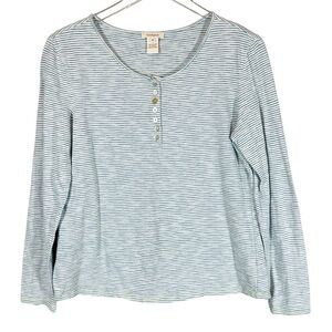 SUNDANCE Women's Medium Teal & White Striped Lightweight Henley